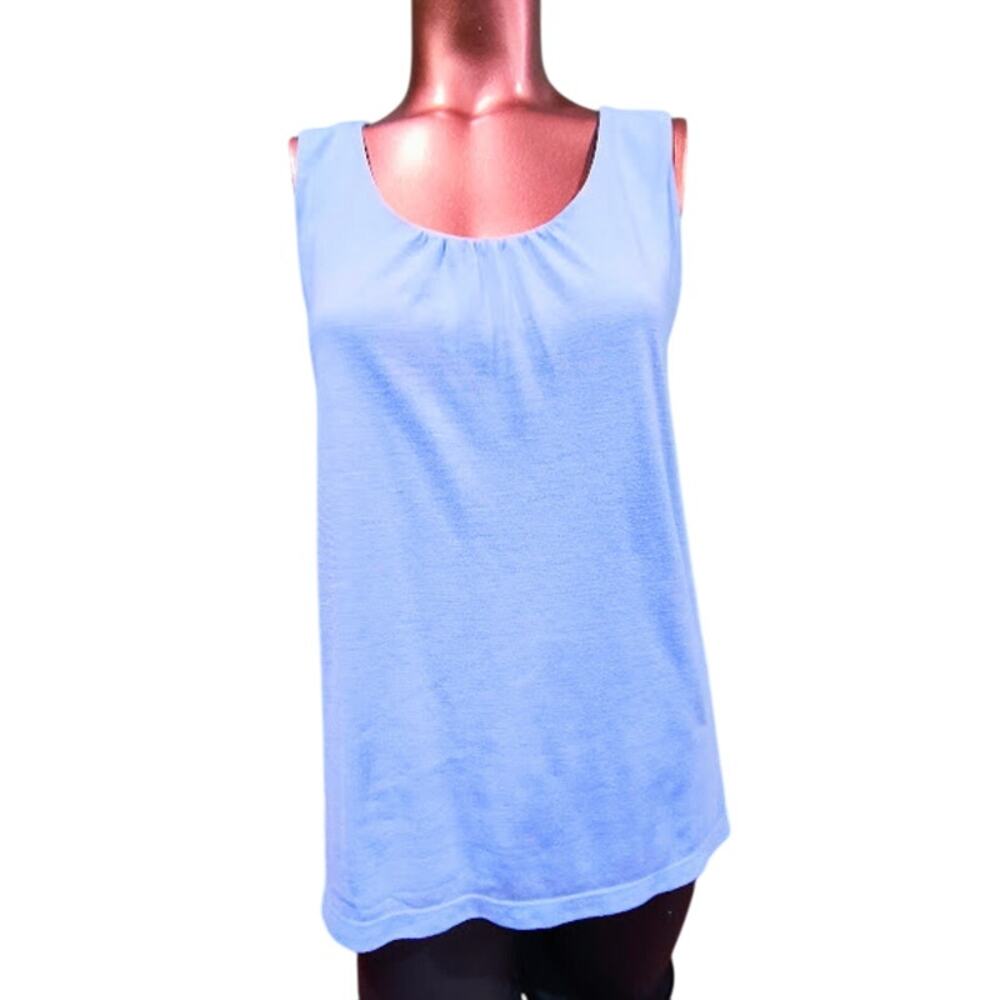 J. Jill Scoop Neck Lined Knit Sleeveless Top, Light Aqua, Size PXS‎
